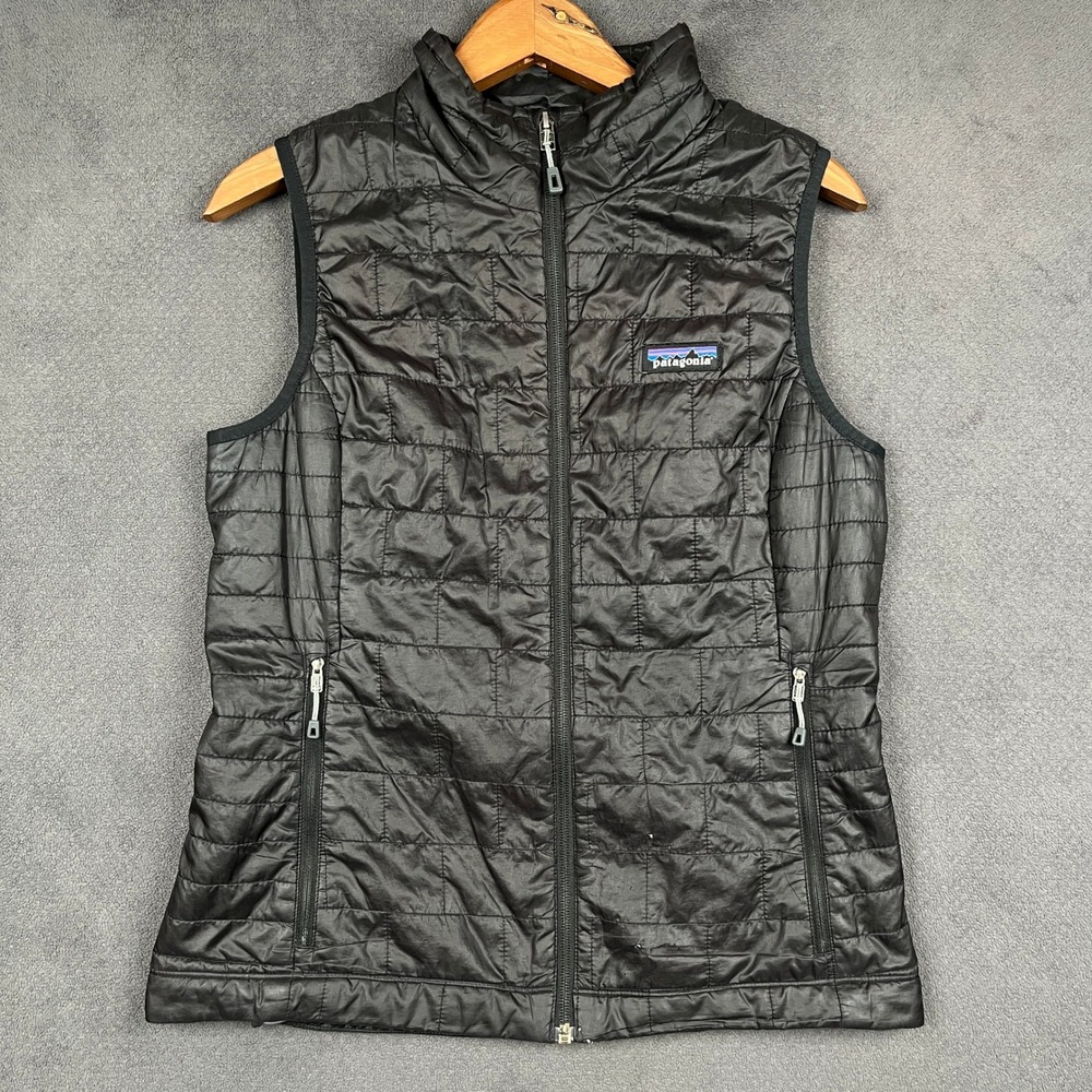 Patagonia Nano Puff Vest Womens Small Black Quilted Insulated Full Zip 84247